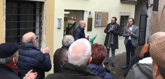 Un momento dell'inaugurazione. Da sinistra, Aldo Zordan, Jacopo Bulgarini d'Elci e Mauro Dalla Villa